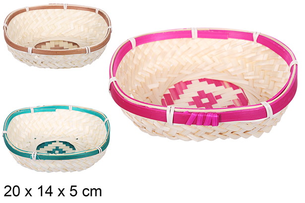Cesto oval para pão de milho cores sortidas 20x14 cm