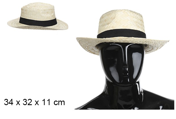 Cappello di mais naturale con nastro nero