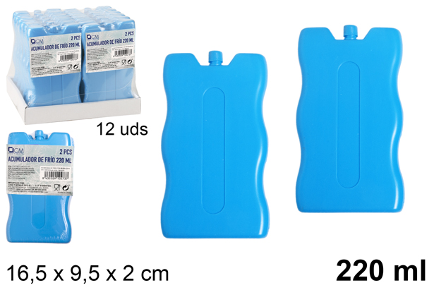 [100473] Pack 2 acumuladores de frío nevera 220 ml