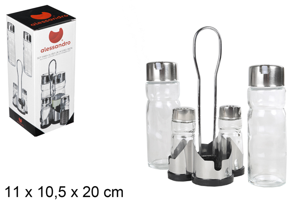 Set aceitera cristal y acero inoxidable
