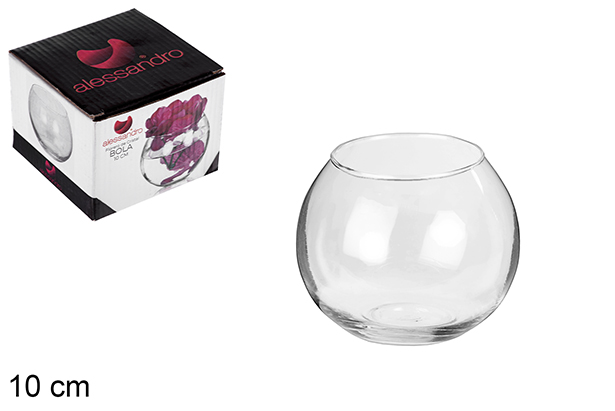 Florero cristal bola caja regalo 10 cm