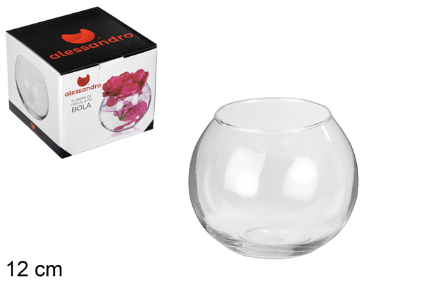 Florero cristal bola caja regalo 12 cm