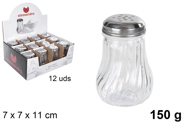 Salero cristal tapa metal 150 gramos