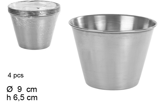 Pack 4 steel flan mold 9 cm