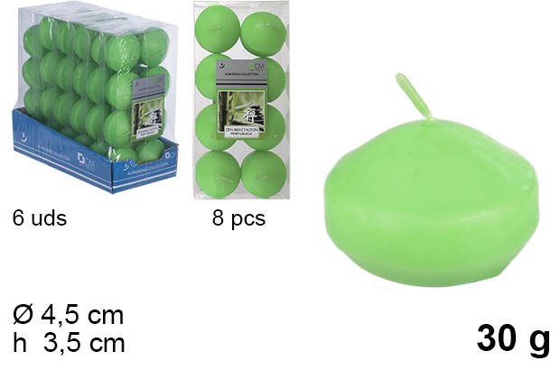 Pack 8 floating zen meditation candles 30 gr