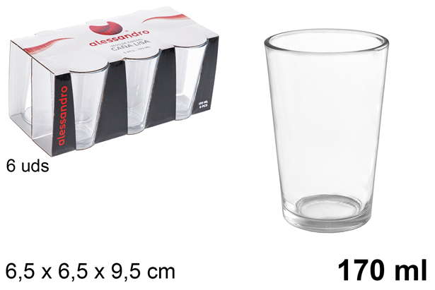 Pack 6 vasos caña lisa 170 ml