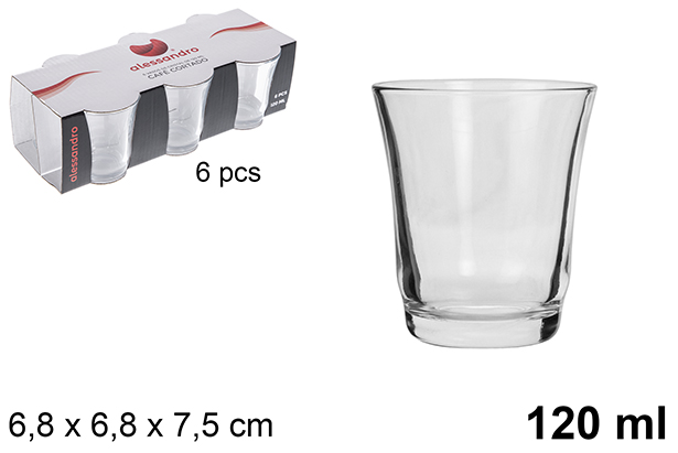 Pack 6 vasos cristal café cortado 120 ml