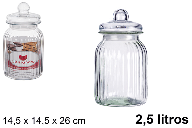 [100824] Barattolo in vetro con coperchio ermetico 2,5 litri