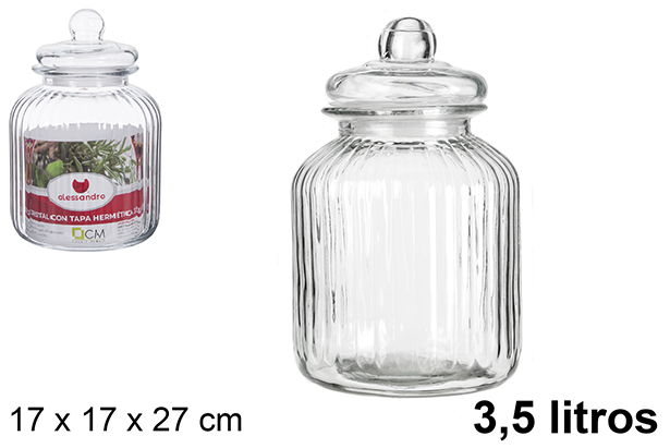 Glass jar with hermetic lid 3,5 liters