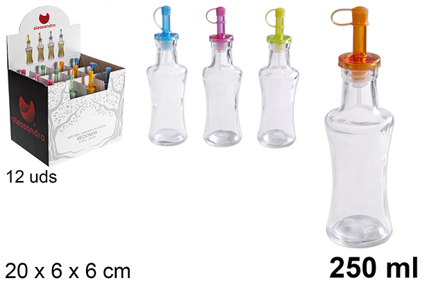 Dispensador de óleo/vinagre de vidro redondo 250 ml