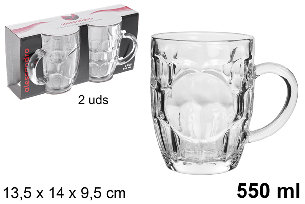 Pack 2 glass beer tank 550 ml