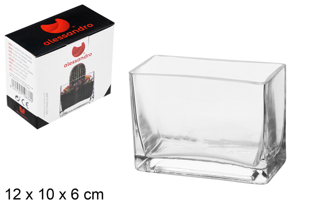 Florero cristal rectangular 12x10 cm