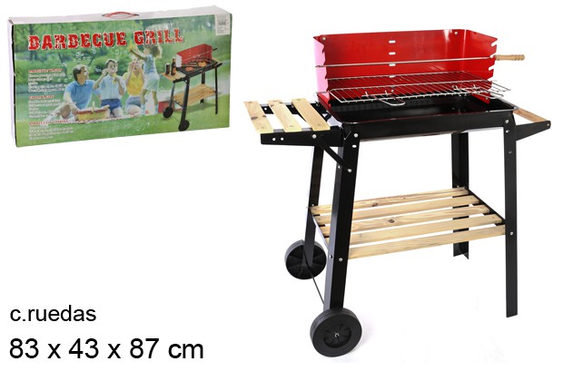 Barbacoa con ruedas 83x43 cm