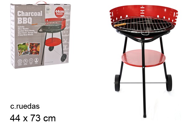 Barbacoa con ruedas 44x73 cm
