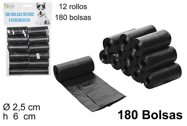 [101480] Sacos higienicos para cães preto 180 unidades