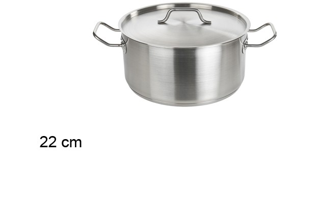 Panela de aço com tampa de indução 22 cm