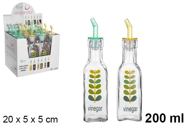Vinajera cristal cuadrada decorada 200 ml