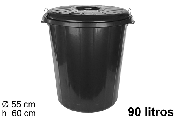 Cubo basura plástico negro 90 litros