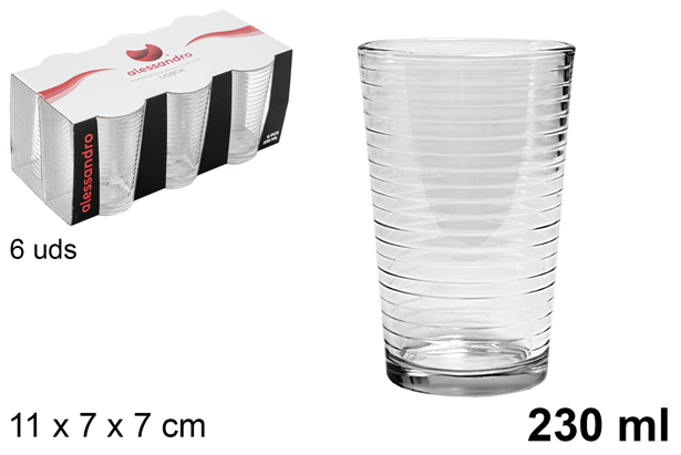 Pack 6 vasos cristal agua Lisboa 230 ml