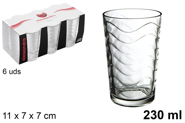 Pack 6 vasos cristal agua Olas 230 ml