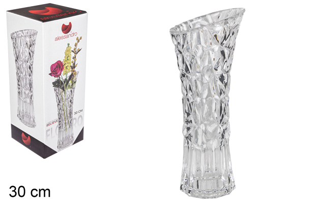 [101818] Florero cristal relieve 30 cm