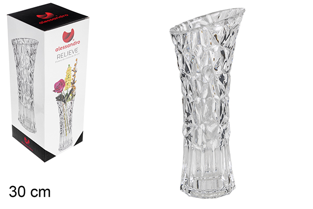 Florero cristal relieve 30 cm