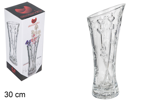 [101819] Vase en verre corazones 30 cm