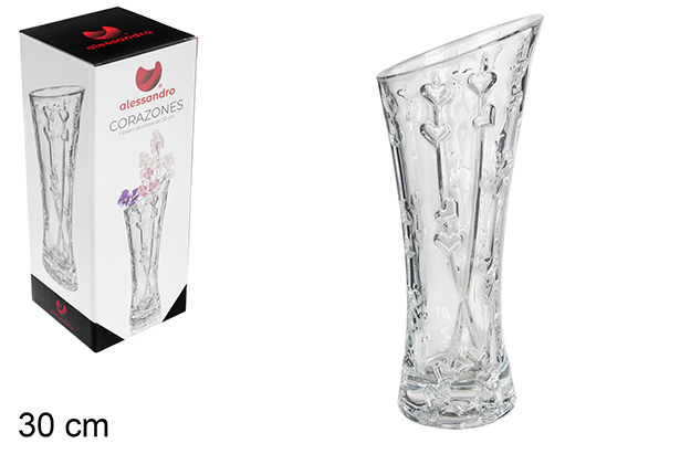Vaso de vidro corazones 30 cm