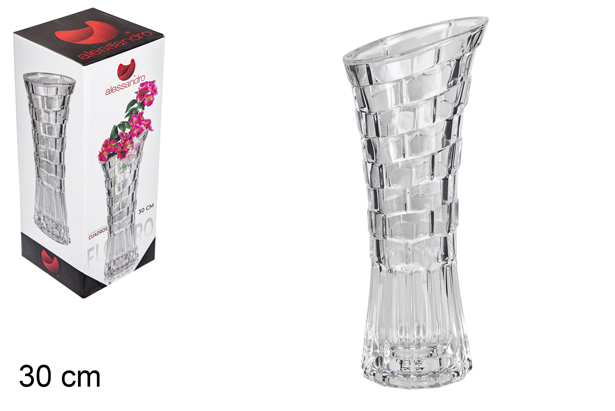 [101820] Vase en verre cuadros 30 cm