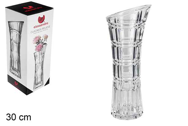 Florero cristal cuadros relieve 30 cm