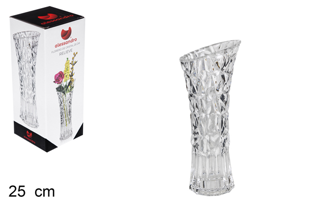 Vaso di vetro rilievo 25 cm