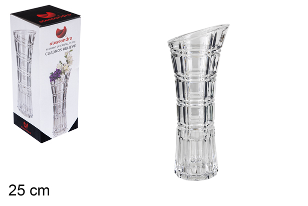 [101827] Vaso di vetro con quadrati 25 cm