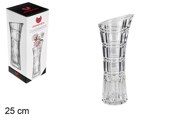 Vaso di vetro con quadrati 25 cm