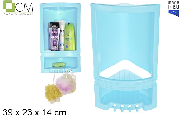 Mueble rinconera plástico ducha azul 39x23 cm