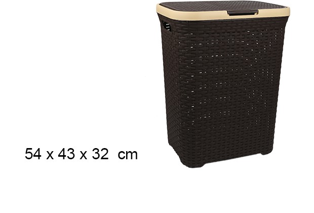 Cesto portabiancheria in rattan con coperchio marrone