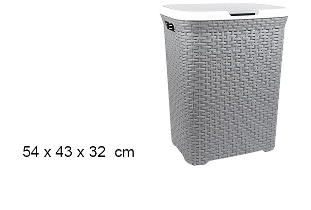 Cesto de roupa em vime com tampa cinzenta
