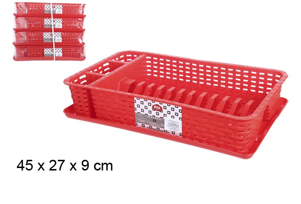 Escurreplatos ratan pequeño rojo 45x27 cm 
