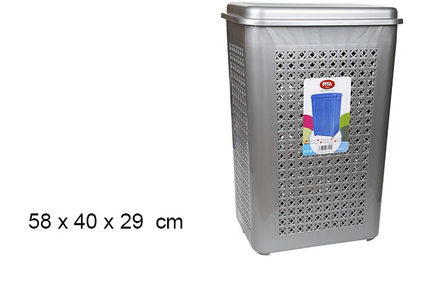 Panier à linge avec couvercle argent