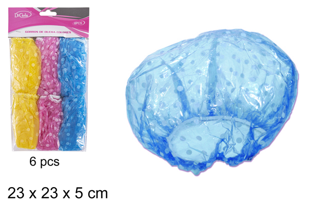 Pack 6 gorros de ducha colores surtidos