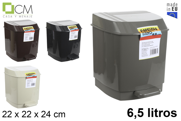 Papelera plástico baño con pedal colores nuevos 6,5 l.