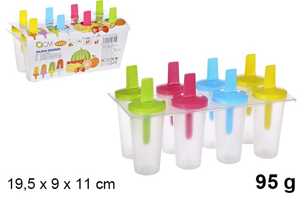 Pack 8 moldes redondos de sorvete 95 gr.