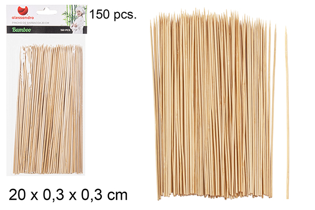 Pack 150 pinchos bambú barbacoa 20 cm