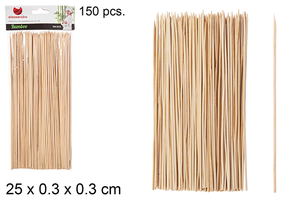Pack 150 pinchos bambú barbacoa 25 cm