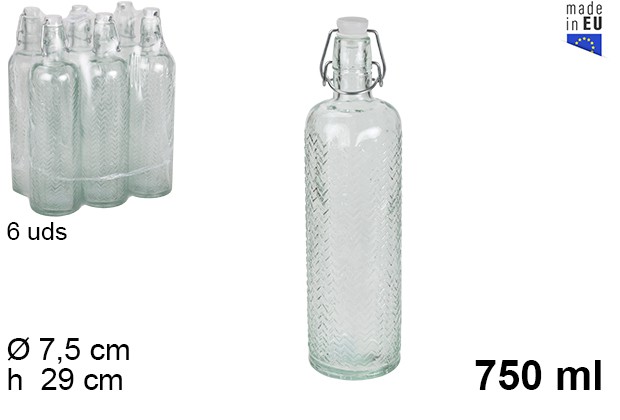 Botella cristal cenefa tapón gaseosa 750 ml