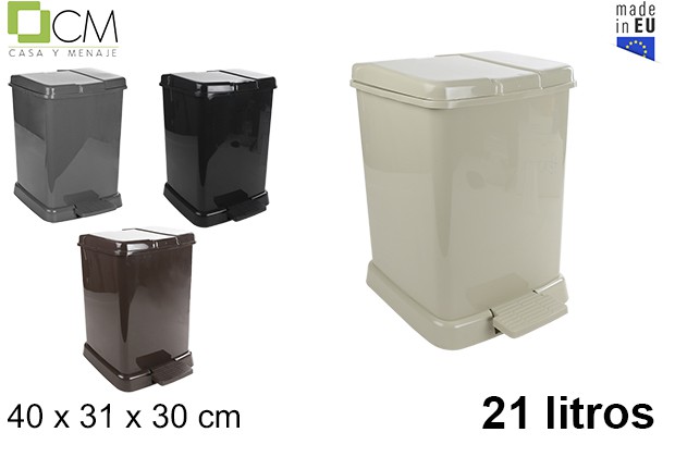 Pattumiera in plastica con pedale colori assortiti 21 l.
