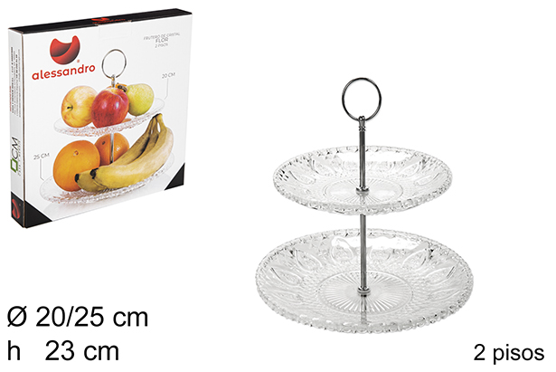 2-story flower glass fruit bowl 20/25 cm