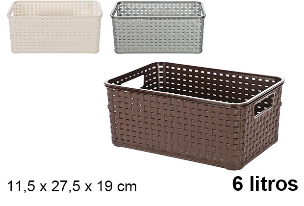 Cesta de vime Córdoba branco/prata/wengue 6 l.