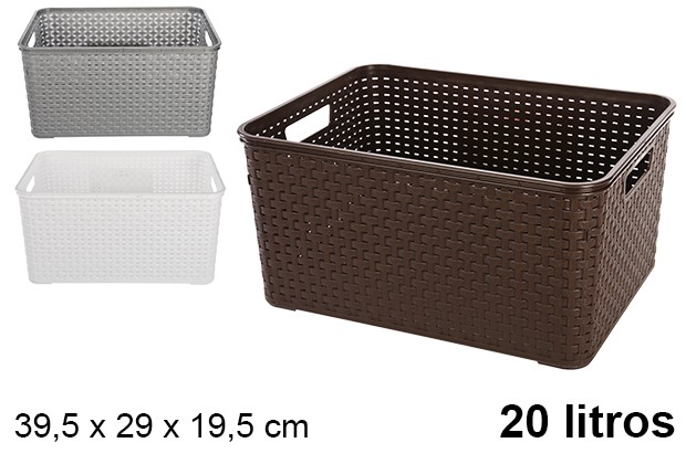 Cesta de vime Colom branco/prata/wengué 20 l.