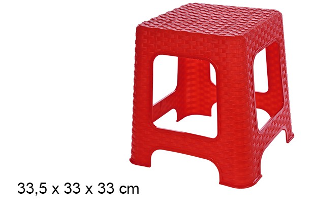 Tabouret en plastique rotin rouge