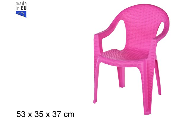 Chaise enfant en plastique rotin rose